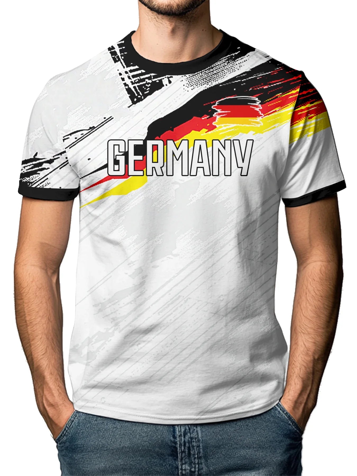 Customized Men's Germany National Team Soccer T-shirt Personalized Name Number Football Shirt, Breathable Quick Dry Sportswear