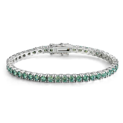 3/4mm GRA Certified Full Green Moissanite Tennis Bracelet for Women 18K Plated Lab Diamond 925 Silver Bracelet Men