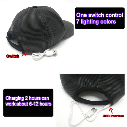 Hot LED Light Up Baseball Cap Neon Colorful Glowing Adjustable Sun Hats For Women Men Night Running Caps Travel Supplies