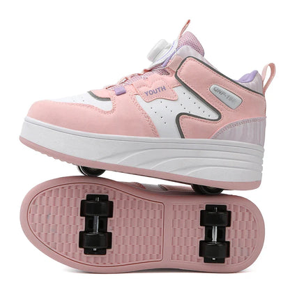 Students children's shoes four wheel light shoes Boys invisible roller shoes large size outdoor sports walking shoes women