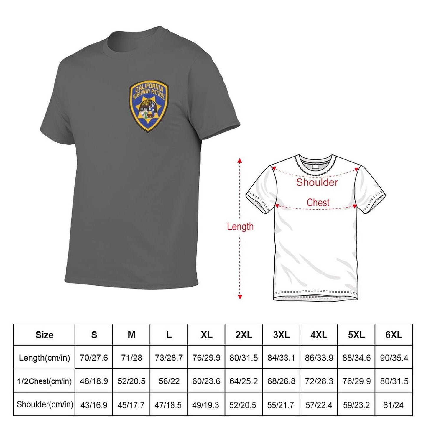 New California Highway Patrol T-Shirt kawaii clothes tees mens funny t shirts