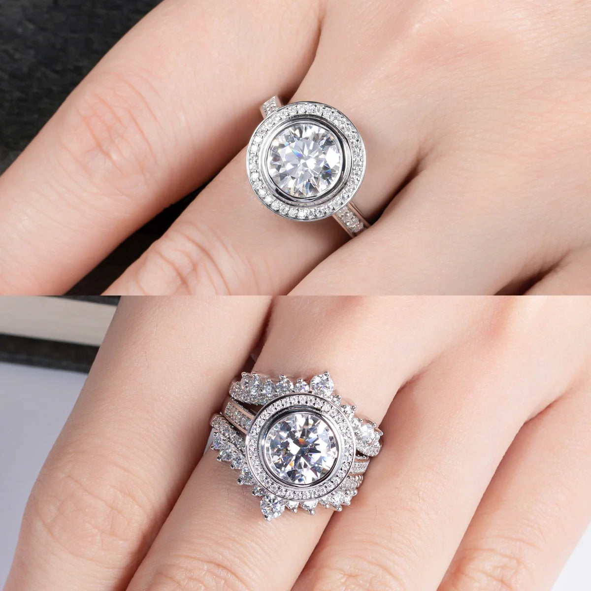 3ct D Color Moissanite Halo Engagement Wedding Ring 925 Sterling Silver Rings For Women Jewelry Wholesale