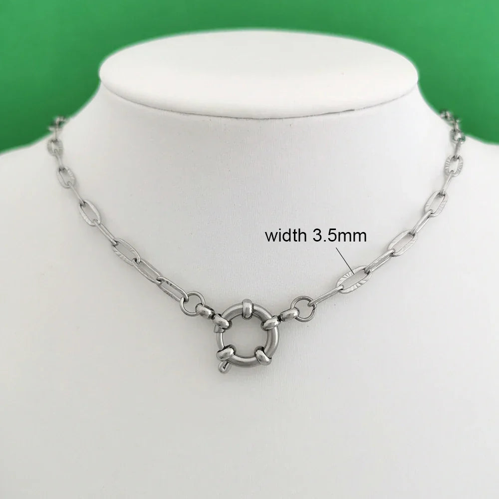 Necklace Women Men Choker Stainless Steel Geometric Rolo Link Cuba Paperclip Chain