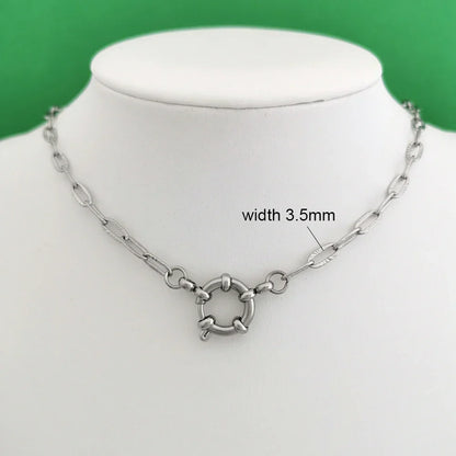 Necklace Women Men Choker Stainless Steel Geometric Rolo Link Cuba Paperclip Chain