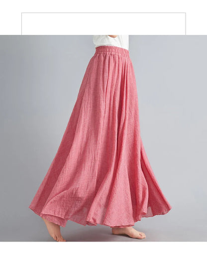 Fashion Cotton Linen Clothes Women Skirts Maxi Y2k Elegant Beach Saia Ropa Mujer Casual Vestido Boho Long Skirt Faldas Harajuku