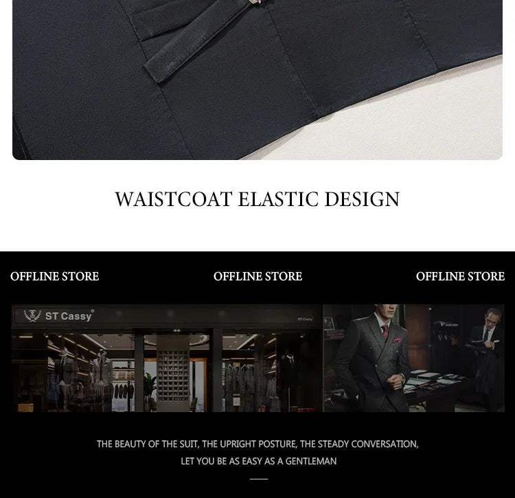 High-quality striped suits for men slim fit luxurious and elegant men's business suit 3-piece set party full men's suit