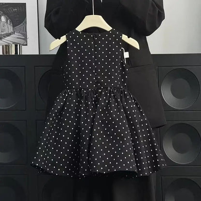 Girls Casual Dresses Polka Dot Print Bow Sleeveless Dress Kids Clothes Girls Kids Dresses for Girls 2 To 7 Years