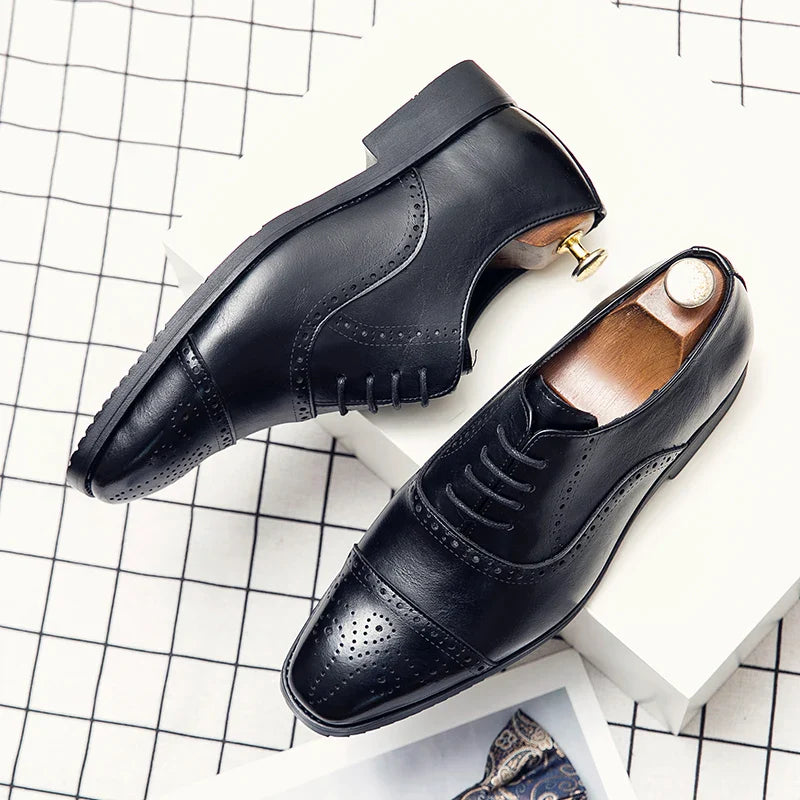 Handmade Fashion Mens Brogue Luxury Big Size 47 Wedding Party Leather Business Oxfords Dress Casual Formal Shoes Loafers for Men