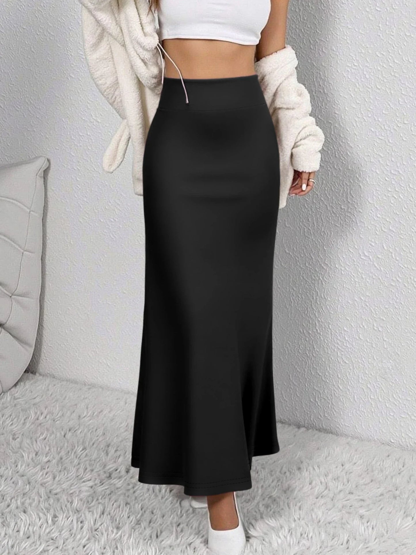 Women Midi Skirt High Waist A line Flowy Hem Breathable Material Perfect for Fashion Shoots Casual Streetwear Daily Errands