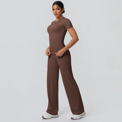 Fitness Sports Workout Yoga Set for Women Naked Feel Slim Casual Workout Top T-Shirt Quick Drying Push Up Running Pants Yoga Set