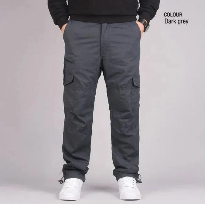Men's Winter Cargo Pants Double Layer Fleece Warm Thick Camouflage Tactical Cotton Long Trousers Men Baggy Casual Cotton Pants