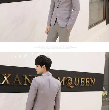 Western-Style Men's Suits Cross-Border Wholesale New Arrival Slimming Three-Piece Set Korean Version Business Professional Gown