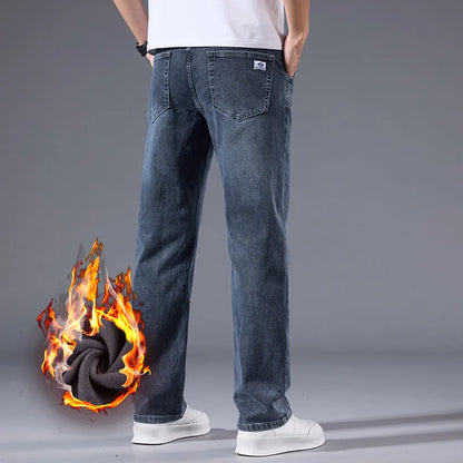 New Men's Light Business Micro Stretch Straight Fit Denim Pants Vintage Distressed All Season Wearable Long Pants