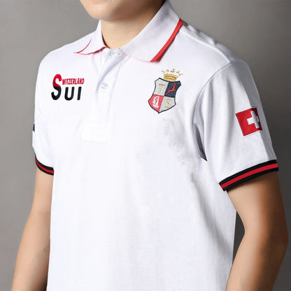 New Swiss polo shirts men short sleeved polo collars fashionable casual sporty high-end pure cotton micro elastic embroidery