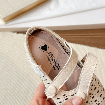 Summer New Kids Mary Jane Sandals Hollow-out Breathable Girls Causal Flat Shoes Non-slip School Children Fashion Retro Sandals