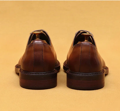 Luxury Brand Mens Oxford Leather Shoes Black Brown Handmade Lace Up Pointed Toe Dress Shoes Wedding Office Business Formal Shoes