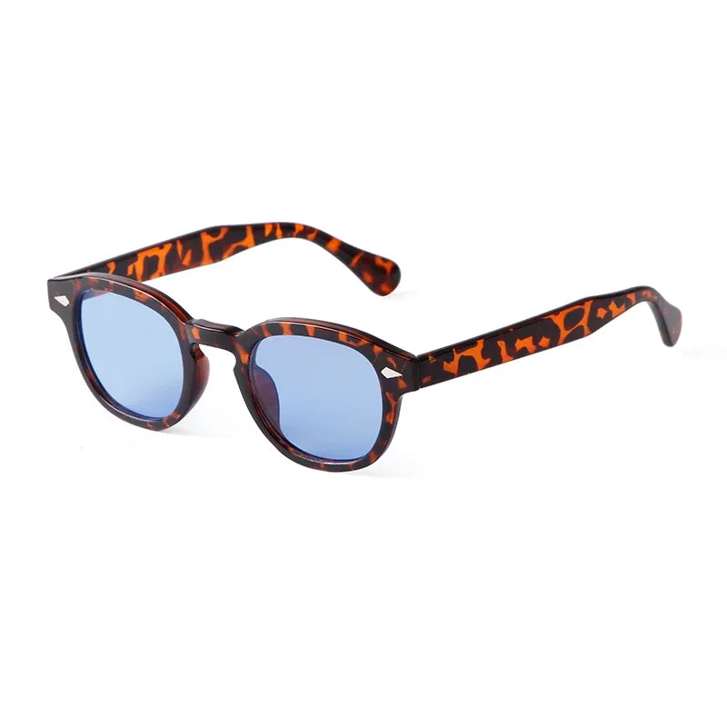 Fashion Transparent Blue Round Sunglasses Women Men 2024 Retro Rivet Tortoise Small Square Sun Glasses UV400 Lunettes De Soleil