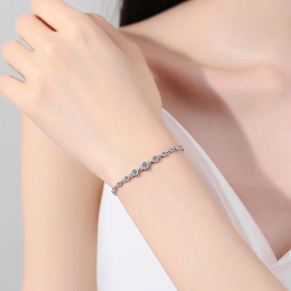 D VVS1 Moissanite Tennis Bracelets for Women Round Lab Diamond GRA 925 Sterling Silver 18k Dainty Bracelet Gift Jewelry