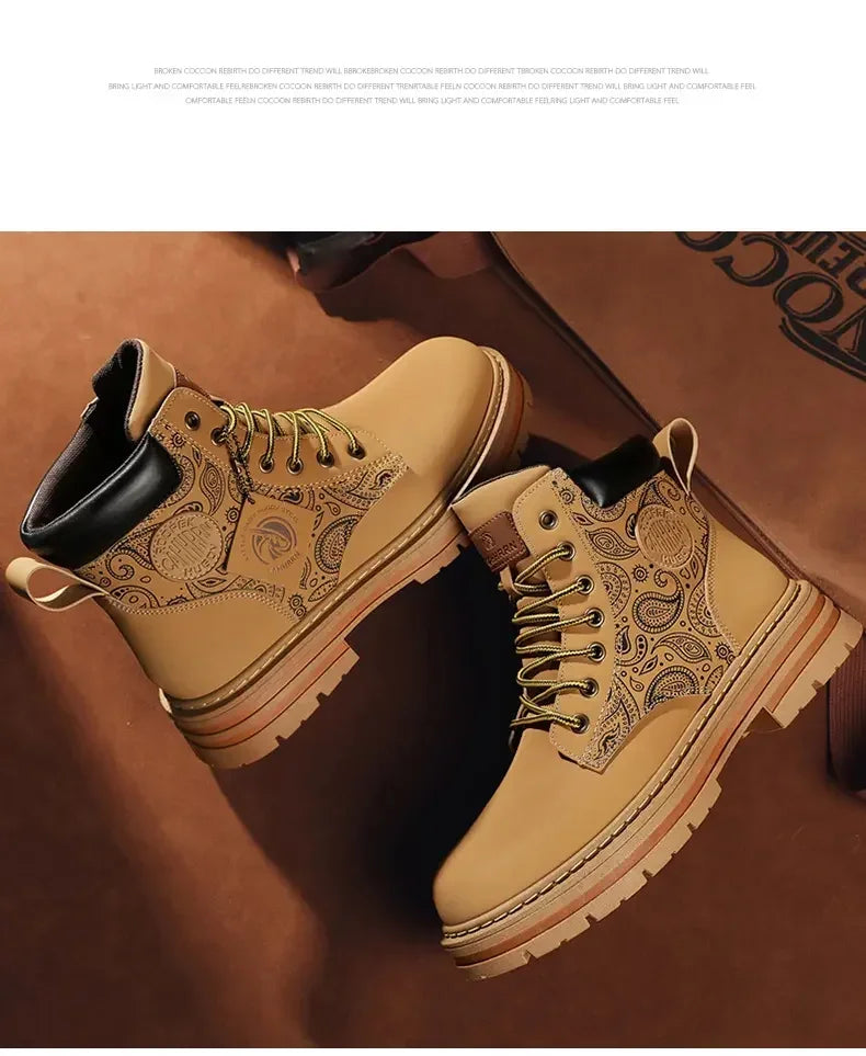 Four Seasons Men's Professional Motorcycle Riding Boots Large Size High Top Casual Leather Boots Fashion British Anti-skid Boots