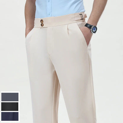 Mens Dress Pants Elastic Business Casual Pants Groom Wedding Party Formal Pants for Men Office Commute Pants