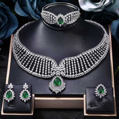 2023 New Dubai 4-Piece Jewelry Set Angel Design Bride Necklace Earring Set AAA Cubic Zirconia Women's Wedding Accessories