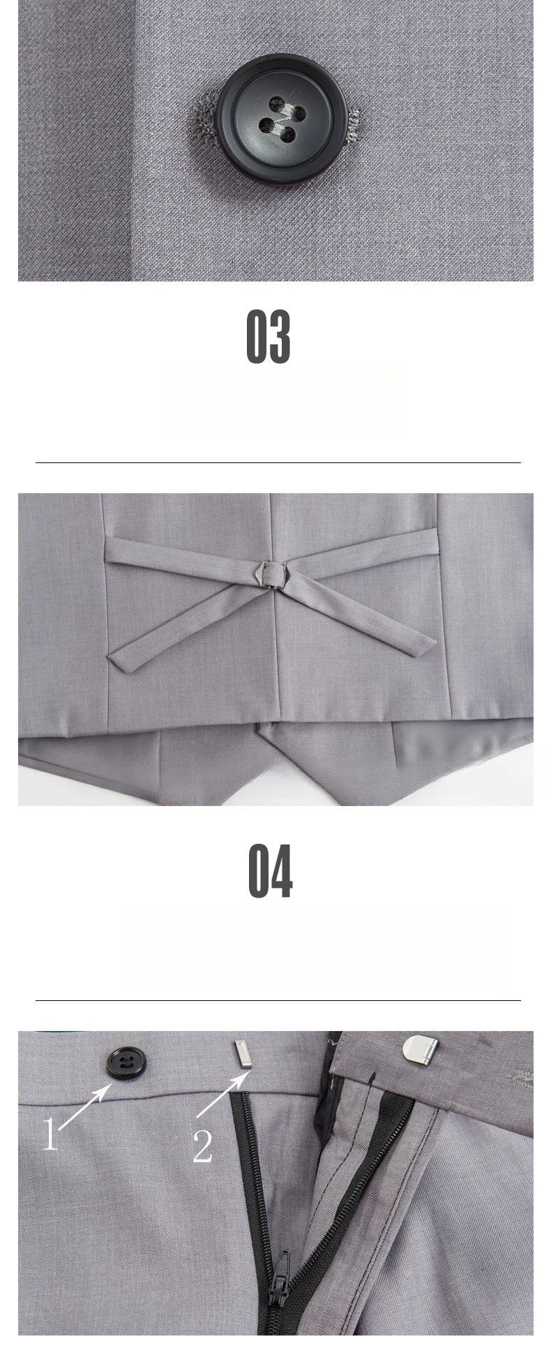 Plus Size Man Suit Set Solid Color Single Breasted Jacket Vest Pants For Host Groom Groomsmen Grey Black Navy 3-Piece Suit Set