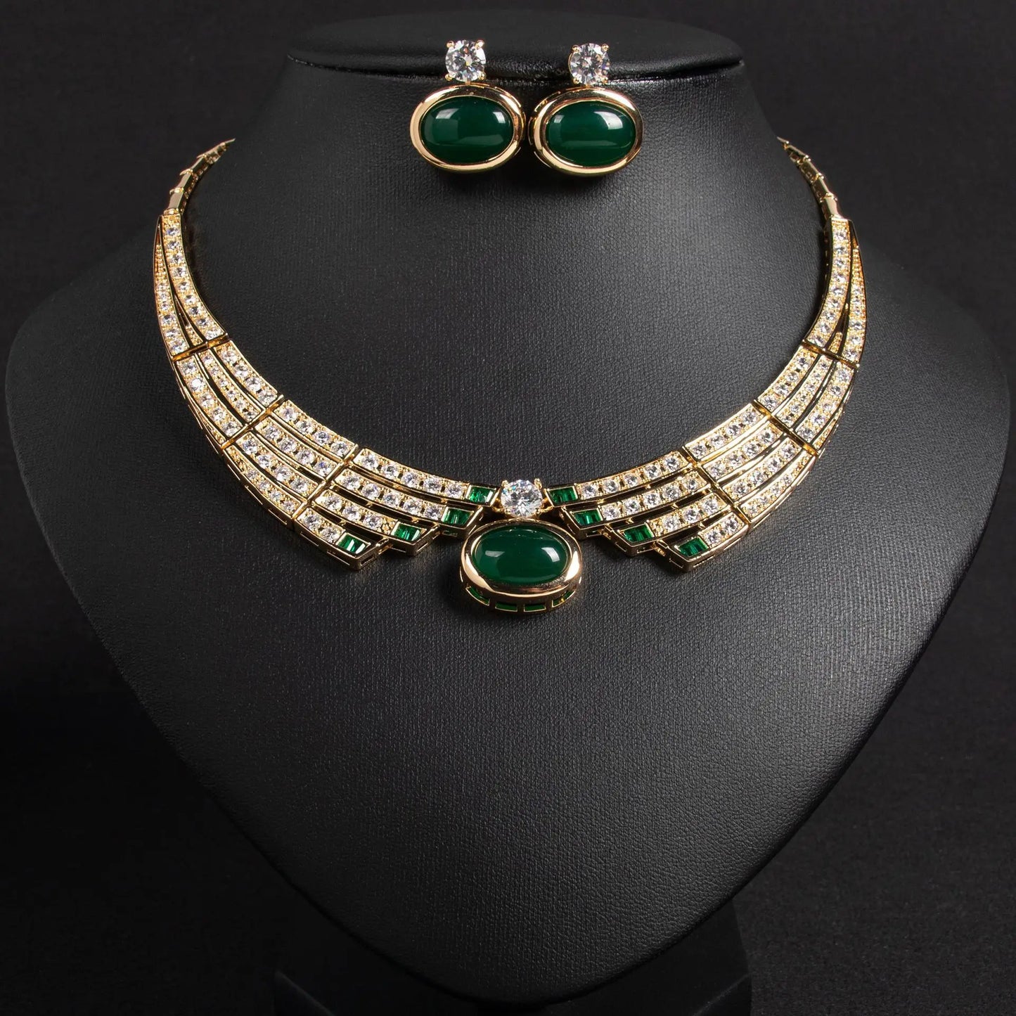 Conjunto de Joias 2 Peças Requintado Luxo Colar Brincos Femininos Vestido Festa Casamento Noiva Centenas de Acessórios Deslumbrantes M-371