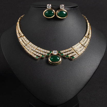 Conjunto de Joias 2 Peças Requintado Luxo Colar Brincos Femininos Vestido Festa Casamento Noiva Centenas de Acessórios Deslumbrantes M-371