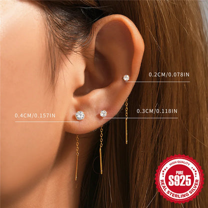 CANNER Set Double Layer Smooth Classic Hoop Earrings For Women 925 Sterling Silver Ins Flower Color Zircon Earrings Fine Jewelry