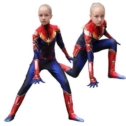 Movie Captain Cosplay Costume Women Superhero Cos Stage Jumpsuit Halloween Carnival Role Play Party Zentai Kids Adult
