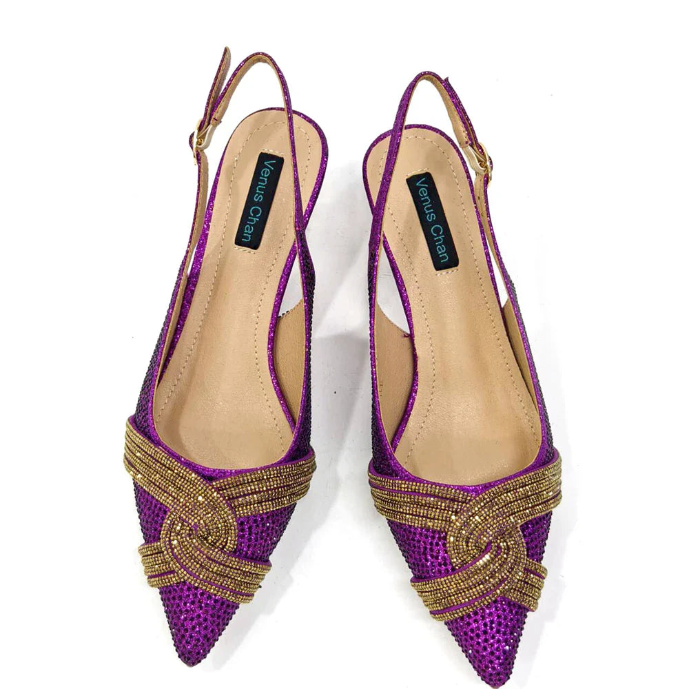 Black Hollow Design With Pointed Shoes And Fashion Three-Dimensional Bag Cozy Rhinestones Are Suitable For Parties