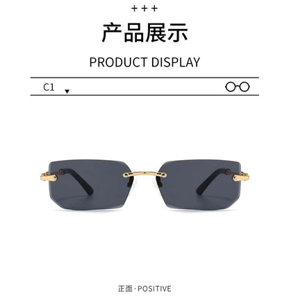 Fashion Rimless Rectangle Sunglasses Popular Women Men Shades Small Square Sun Glasses For Female Male Summer Traveling glasses