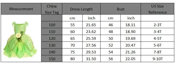 Elf Movie Tinker Bell Girls Play Fairy Dress Green Suspender Skirt With Wings and Flower Christmas Gift for Girls