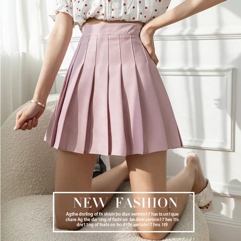 White Women Pleated Skirts Summer High Waist Zipper Girls Dancing JK Mini Skirts Black Fashion Student A Line Faldas 2023