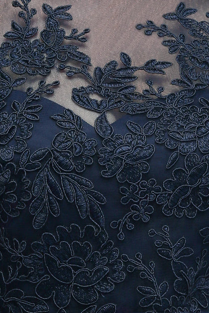 Vestidos de Renda Decote Redondo Noite Elegantes Meia Manga Aplicações Tule Festa Formal Longo Sem Costas Com Cinto Robe De