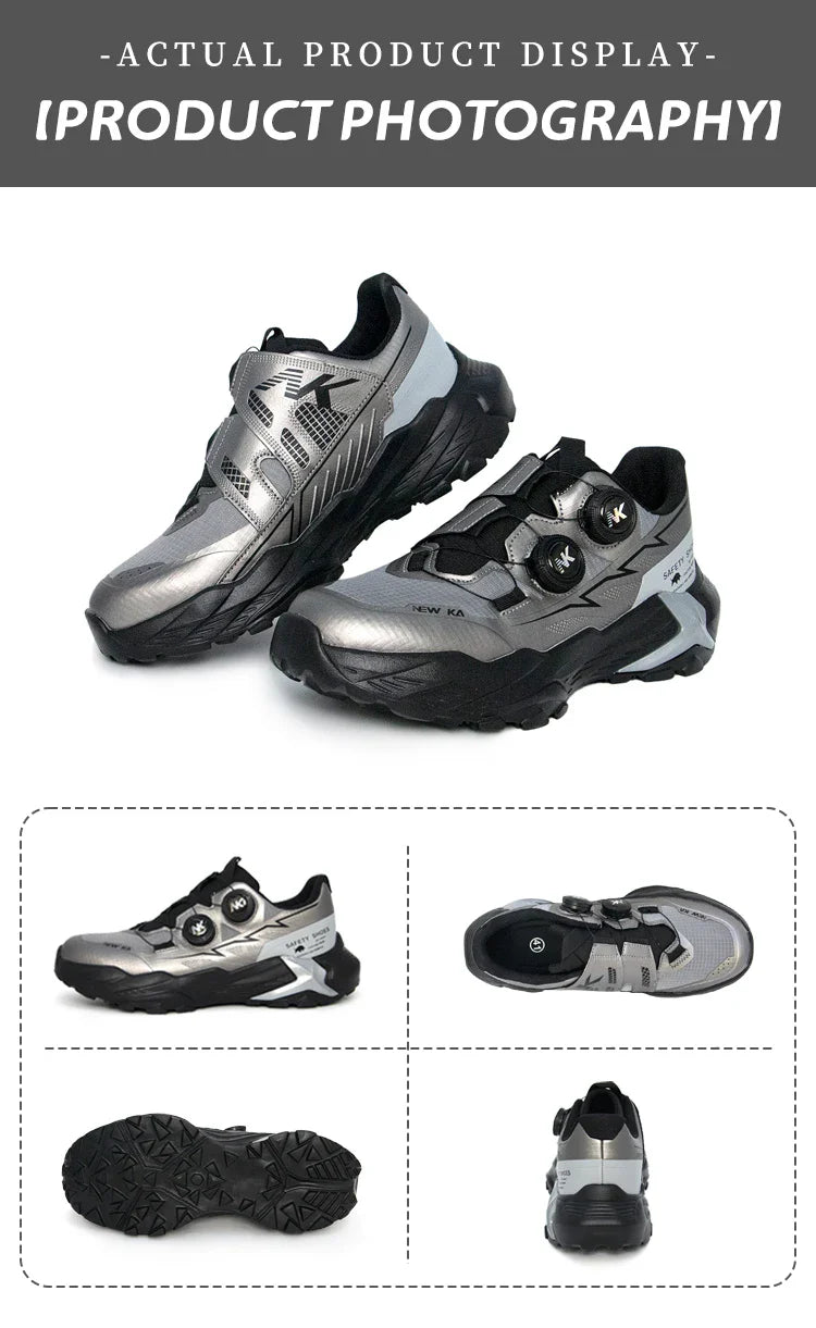New Four-Season Safety Work Shoes, Steel Toe Anti-Smash & Anti-Penetration, Quick-Turn Buckle, Tech-Style Lightweight Wear-Resis