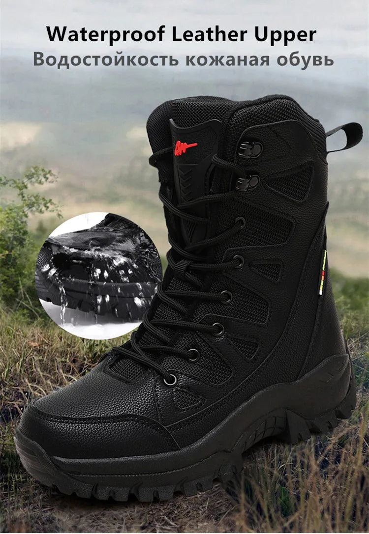 New Waterproof Men's Boots Outdoor Non-slip Men Hiking Boots High Top Winter Men's Motorcycle Boots Rubber Men Work Desert Boots