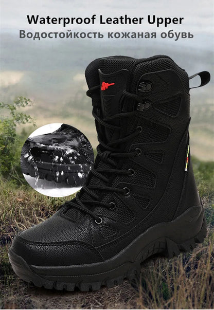 New Waterproof Men's Boots Outdoor Non-slip Men Hiking Boots High Top Winter Men's Motorcycle Boots Rubber Men Work Desert Boots