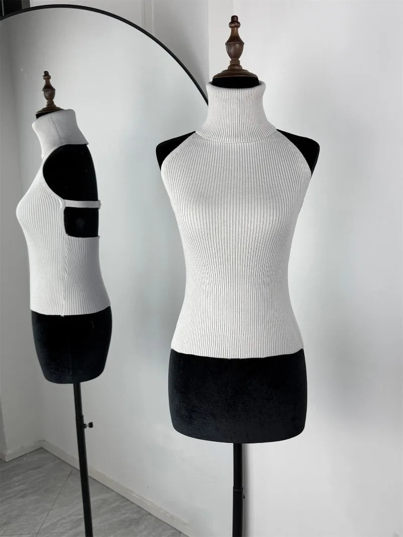 Trendix Hollow Out Sweater Sets For Women 2025 Fall New Long Sleeve Knitwear Shawl Suits Sexy Backless Knit Tank Top 2 Piece Set