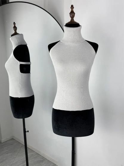 Trendix Hollow Out Sweater Sets For Women 2025 Fall New Long Sleeve Knitwear Shawl Suits Sexy Backless Knit Tank Top 2 Piece Set