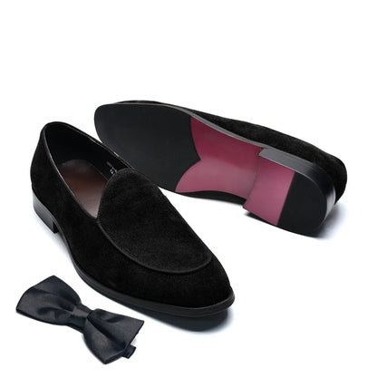 Luxury Italian Wedding Party Men's Loafer Dress Shoes Cow Suede Leather Slip-on Gentleman Fashion Suit Formal Shoes Man Footwear