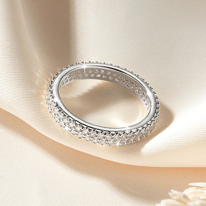 Sparkling 1.3mm D Color Full Moissanite Eternity Ring 14k Gold Filled Double-row Finger Bands GRA Cerified Rings for Womem