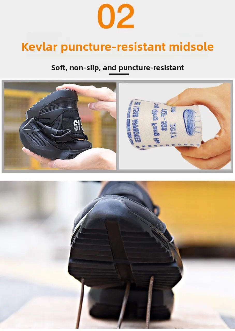 New Men's Summer Safety Work Shoes - Lightweight Soft Breathable Steel Toe Anti-Smash Anti-Puncture Footwear