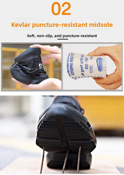 New Men's Summer Safety Work Shoes - Lightweight Soft Breathable Steel Toe Anti-Smash Anti-Puncture Footwear
