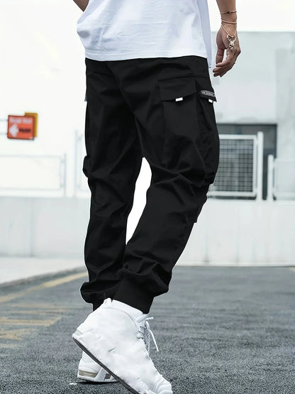 5XL Plus Size Spring Summer Men Casual Cargo Pants Pockets Black Loose Out Door Elasticity Sports Oversize Pants 46 48 50 52