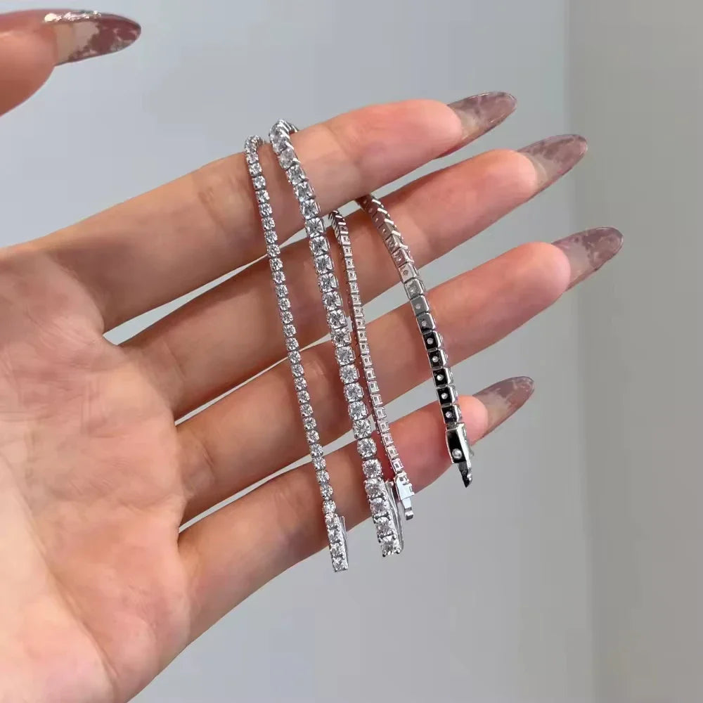 Hip Hop 2 2.5 3 4 5 6.5mm Unisex Moissanite Tennis Bracelet For Women Men 925 Sterling Silver Moissanite Bracelet Fine Jewelry