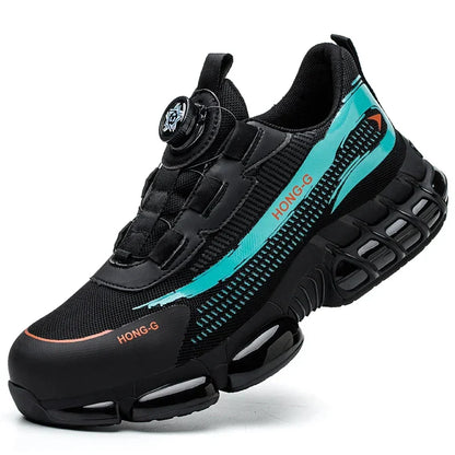Men Rotating Button Work Sneakers Steel Toe Shoes Safety Boots Puncture-Proof Tactical Boots Indestructible Fashion Protective