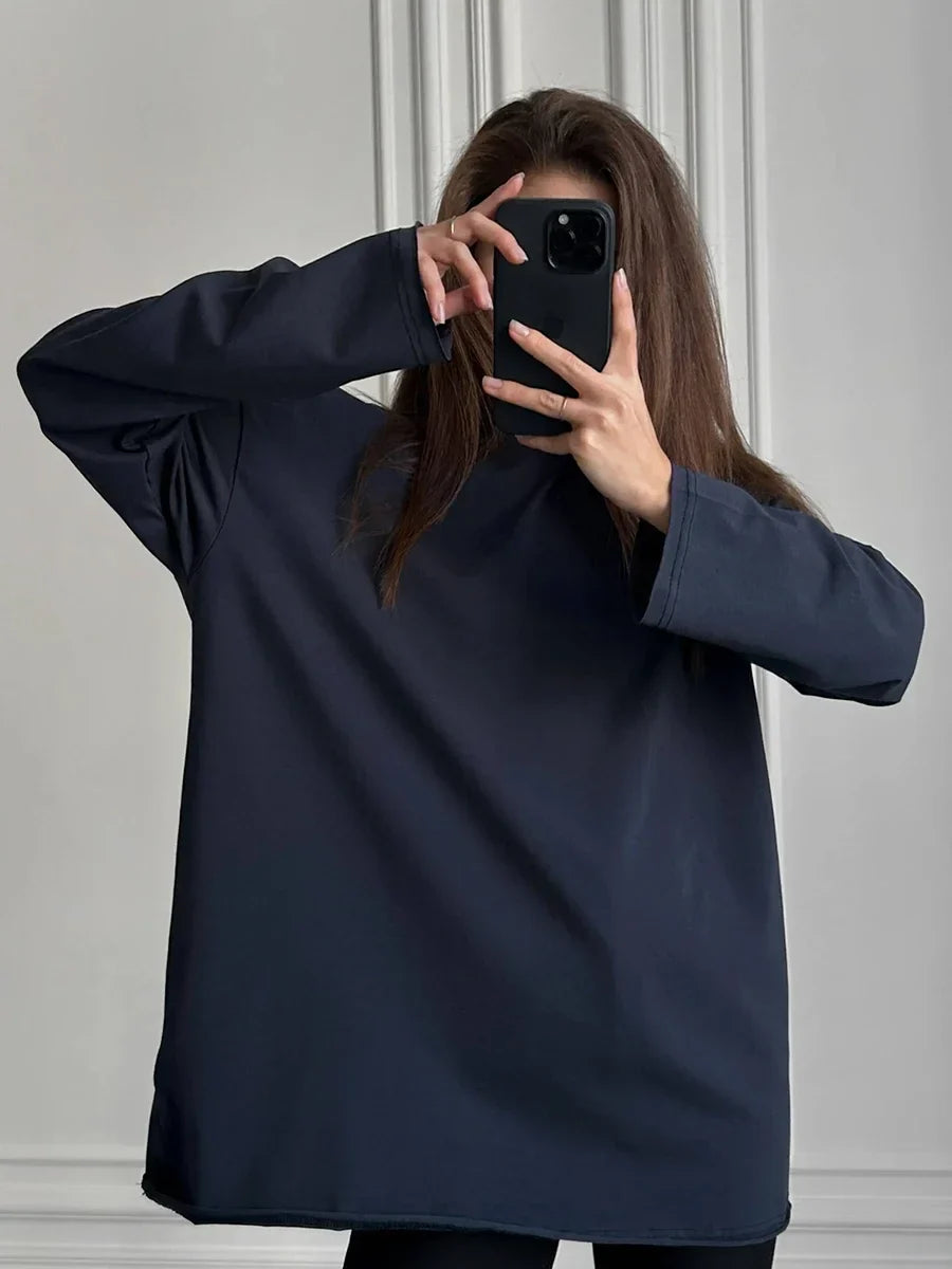 Women Summer 100% Cotton T-shirt Bottoming Spring Basic Fashionable Solid Lady Long Sleeve Loose Tops Shirts