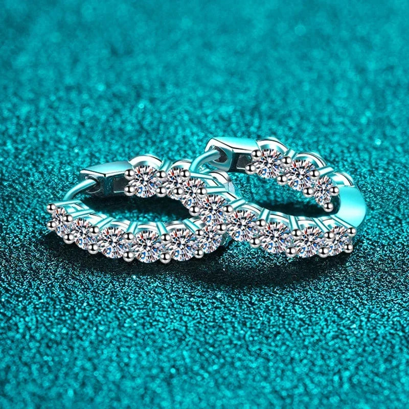 3mm D Color Moissanite Hoop Earring 925 Sterling Silver Plated with Gold Plated Earrings for Women Party Wedding Jewelry