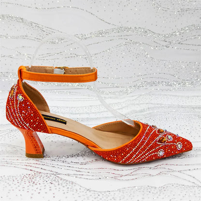 Elegant Italian Design Pointy Heels with Rhinestone-Embellished Laurel Shape - Comfortable & Durable for Every Occasion